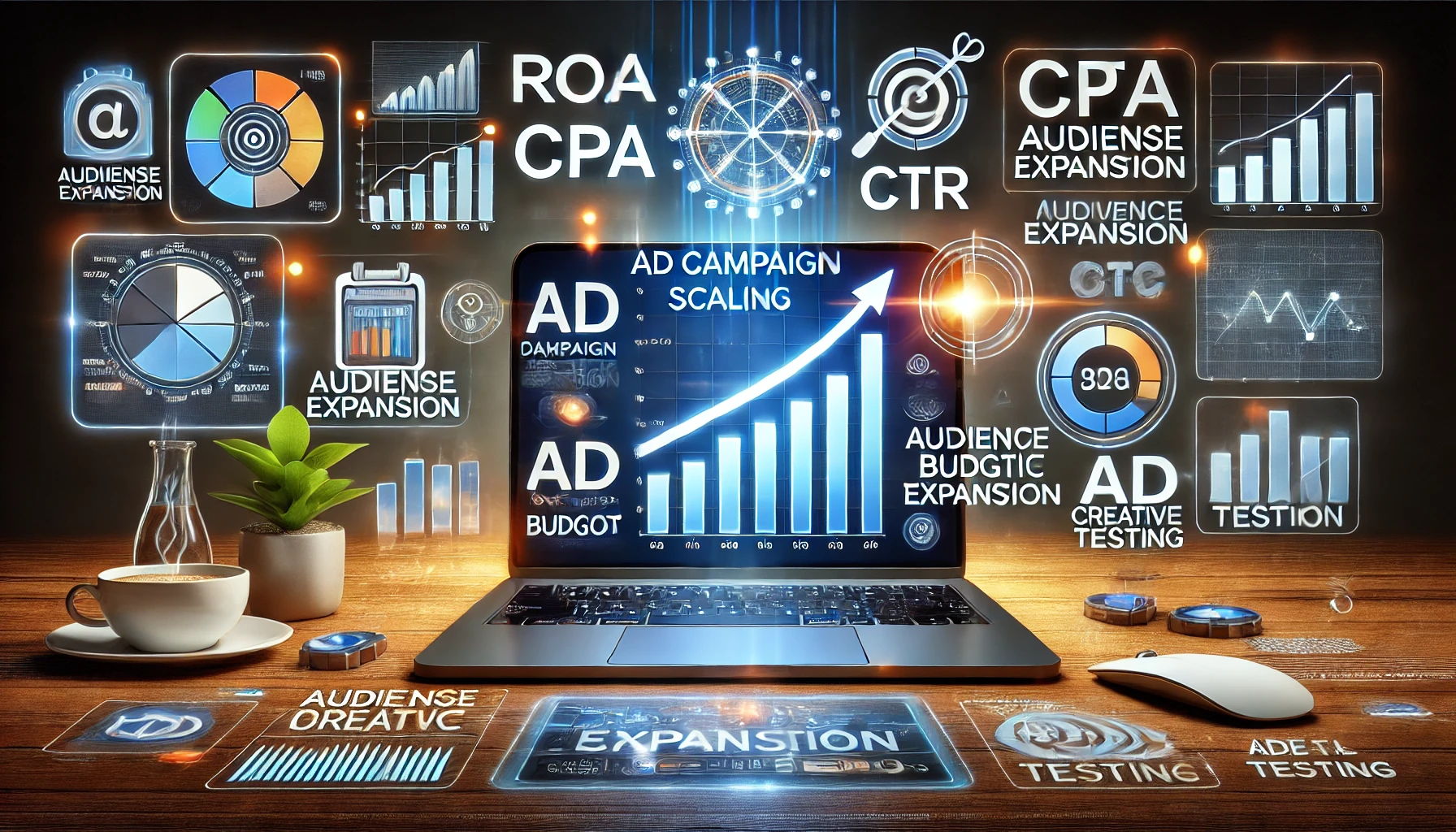 The-image-features-a-laptop-screen-displaying-ad-performance-metrics-including-ROAS-CP
